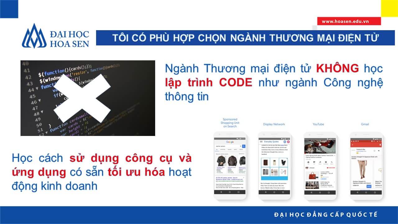 Ngành Thương mại điện tử là học cách sử dụng công cụ online cho hoạt động kinh doanh