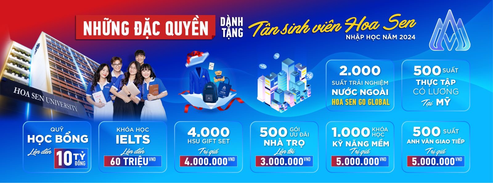 Đặc quyền dành tặng tân sinh viên Hoa Sen nhập học năm 2024